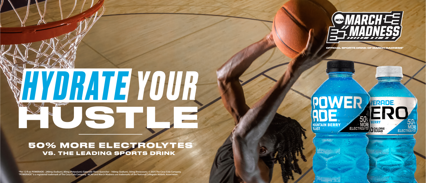 Hydrate your Hustle. 50% more electrolytes vs the leading sports drink with an array of Powerade products